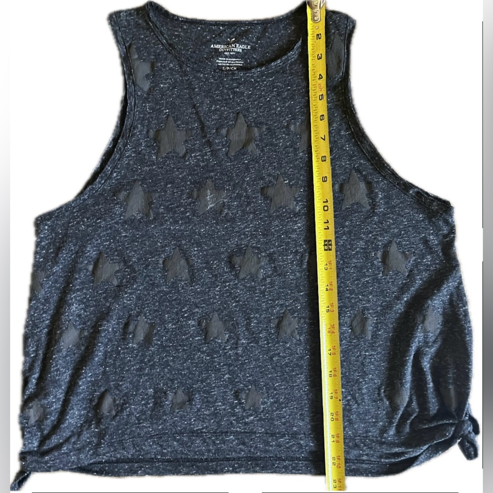 American Eagle Outfitters Star Patterned Navy/Dark Gray Muscle Tee. Size Small - Picture 3 of 10